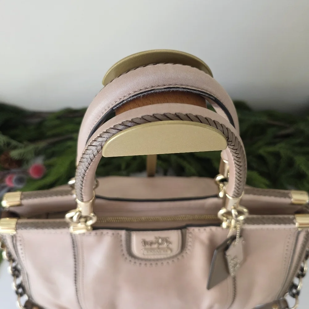 Coach Madison Pinnacle Carrie Satchel Blush Leather Zig Zag Perforated - Picture 12 of 16